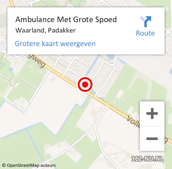 Locatie op kaart van de 112 melding: Ambulance Met Grote Spoed Naar Waarland, Padakker op 19 november 2024 01:53