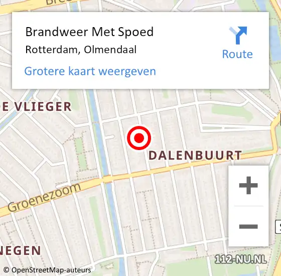 Locatie op kaart van de 112 melding: Brandweer Met Spoed Naar Rotterdam, Olmendaal op 19 november 2024 01:56