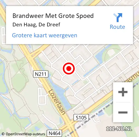 Locatie op kaart van de 112 melding: Brandweer Met Grote Spoed Naar Den Haag, De Dreef op 19 november 2024 02:38