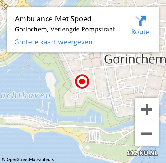 Locatie op kaart van de 112 melding: Ambulance Met Spoed Naar Gorinchem, Verlengde Pompstraat op 19 november 2024 02:49