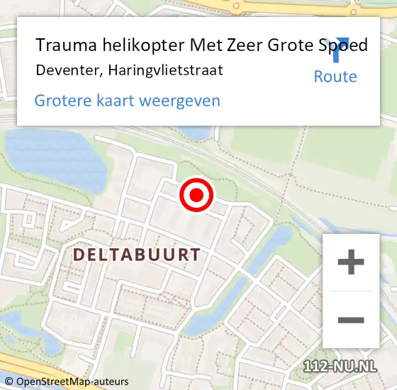 Locatie op kaart van de 112 melding: Trauma helikopter Met Zeer Grote Spoed Naar Deventer, Haringvlietstraat op 19 november 2024 04:28