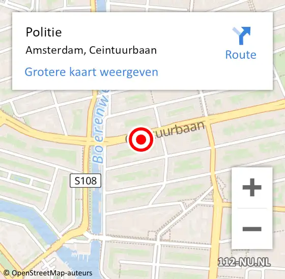 Locatie op kaart van de 112 melding: Politie Amsterdam, Ceintuurbaan op 19 november 2024 05:22