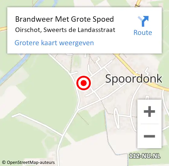 Locatie op kaart van de 112 melding: Brandweer Met Grote Spoed Naar Oirschot, Sweerts de Landasstraat op 19 november 2024 05:55