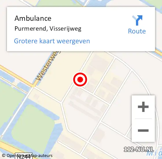 Locatie op kaart van de 112 melding: Ambulance Purmerend, Visserijweg op 19 november 2024 06:07