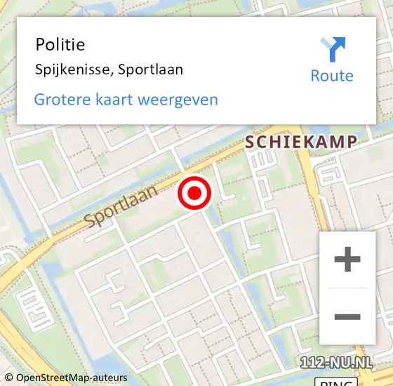 Locatie op kaart van de 112 melding: Politie Spijkenisse, Sportlaan op 19 november 2024 06:46