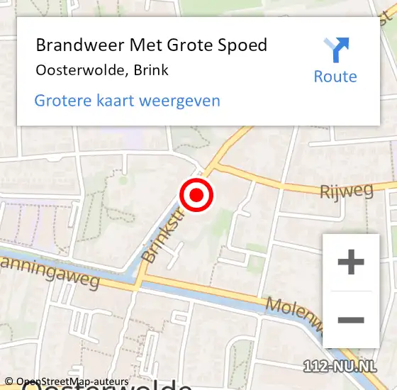 Locatie op kaart van de 112 melding: Brandweer Met Grote Spoed Naar Oosterwolde, Brink op 19 november 2024 08:00