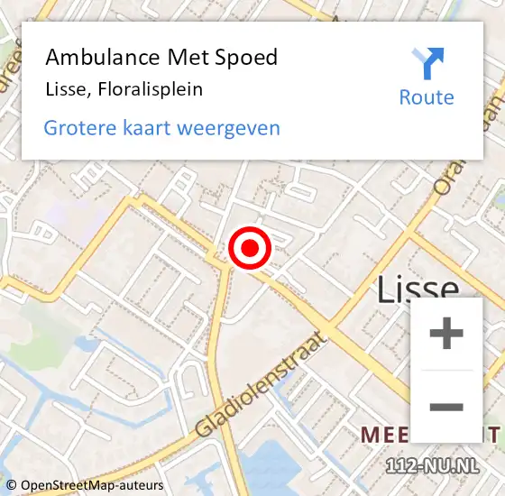 Locatie op kaart van de 112 melding: Ambulance Met Spoed Naar Lisse, Floralisplein op 19 november 2024 08:01