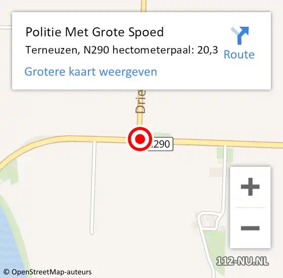 Locatie op kaart van de 112 melding: Politie Met Grote Spoed Naar Terneuzen, N290 hectometerpaal: 20,3 op 19 november 2024 08:03