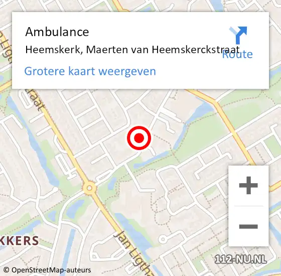 Locatie op kaart van de 112 melding: Ambulance Heemskerk, Maerten van Heemskerckstraat op 19 november 2024 08:03