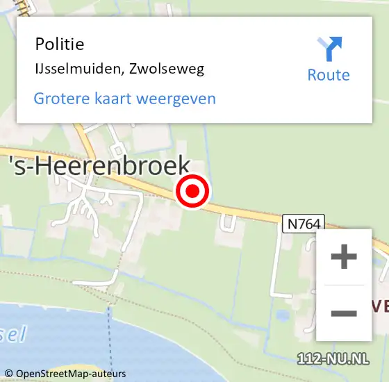 Locatie op kaart van de 112 melding: Politie IJsselmuiden, Zwolseweg op 19 november 2024 08:03