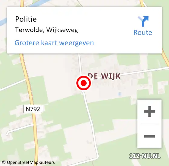 Locatie op kaart van de 112 melding: Politie Terwolde, Wijkseweg op 19 november 2024 08:30