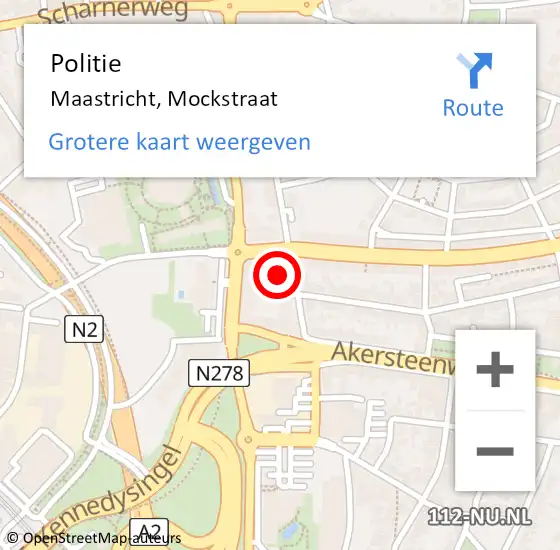 Locatie op kaart van de 112 melding: Politie Maastricht, Mockstraat op 19 november 2024 08:40