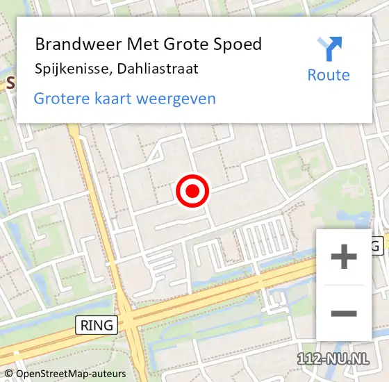 Locatie op kaart van de 112 melding: Brandweer Met Grote Spoed Naar Spijkenisse, Dahliastraat op 19 november 2024 08:56