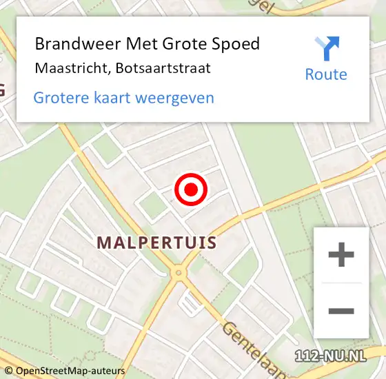 Locatie op kaart van de 112 melding: Brandweer Met Grote Spoed Naar Maastricht, Botsaartstraat op 19 november 2024 08:56