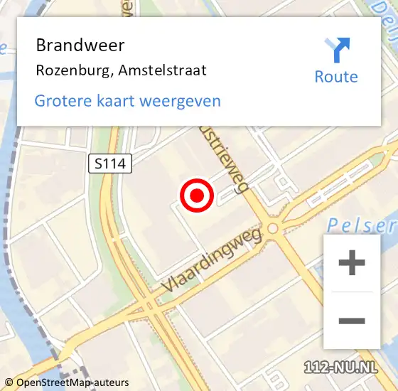 Locatie op kaart van de 112 melding: Brandweer Rozenburg, Amstelstraat op 19 november 2024 08:57