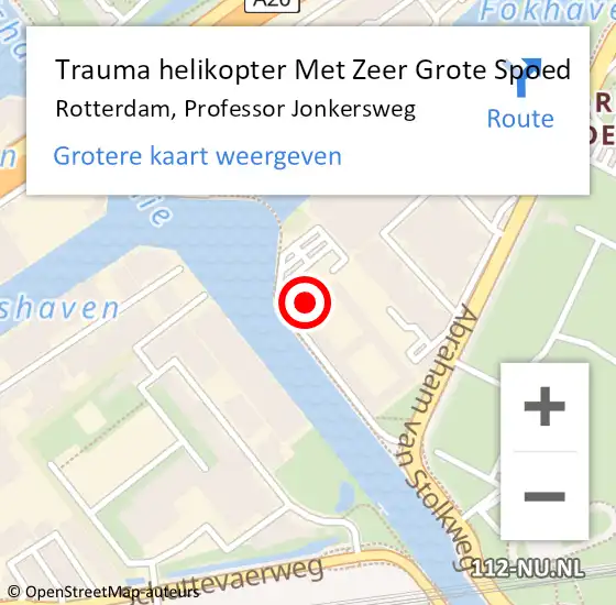 Locatie op kaart van de 112 melding: Trauma helikopter Met Zeer Grote Spoed Naar Rotterdam, Professor Jonkersweg op 19 november 2024 09:00