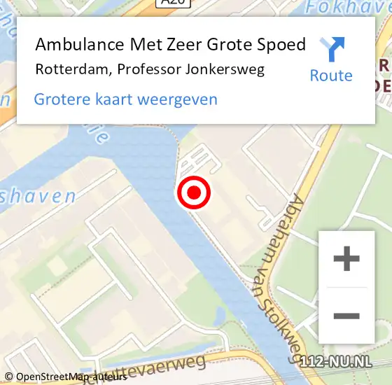 Locatie op kaart van de 112 melding: Ambulance Met Zeer Grote Spoed Naar Rotterdam, Professor Jonkersweg op 19 november 2024 09:02