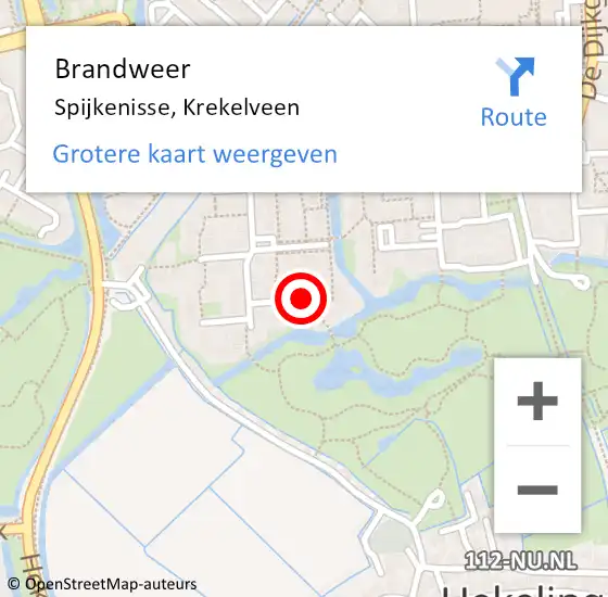 Locatie op kaart van de 112 melding: Brandweer Spijkenisse, Krekelveen op 19 november 2024 09:03