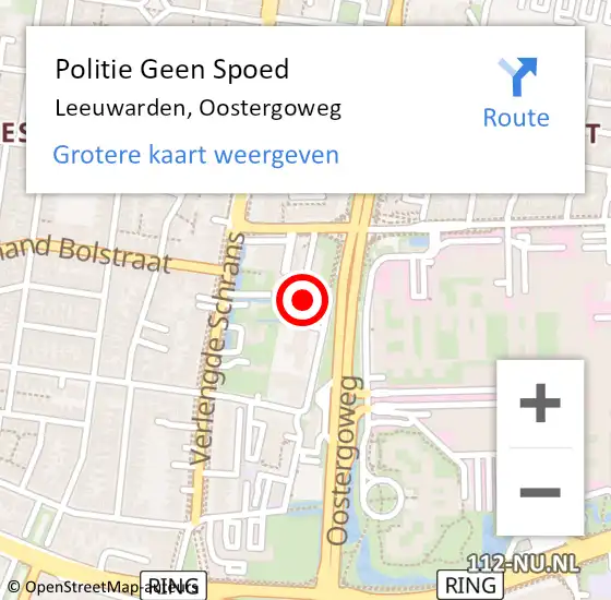 Locatie op kaart van de 112 melding: Politie Geen Spoed Naar Leeuwarden, Oostergoweg op 19 november 2024 09:11