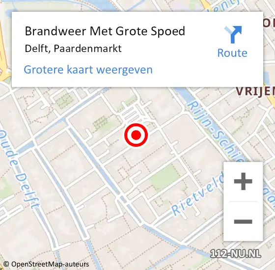 Locatie op kaart van de 112 melding: Brandweer Met Grote Spoed Naar Delft, Paardenmarkt op 19 november 2024 09:22