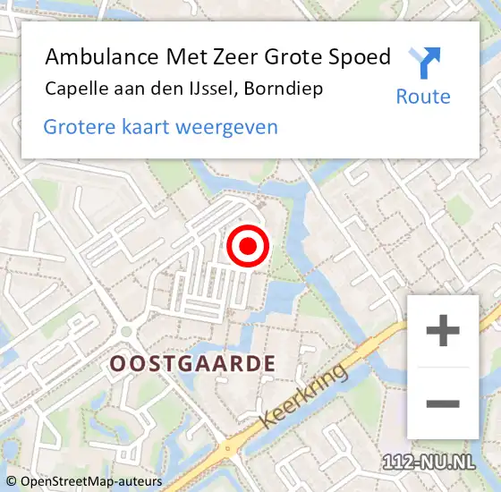 Locatie op kaart van de 112 melding: Ambulance Met Zeer Grote Spoed Naar Capelle aan den IJssel, Borndiep op 19 november 2024 10:03