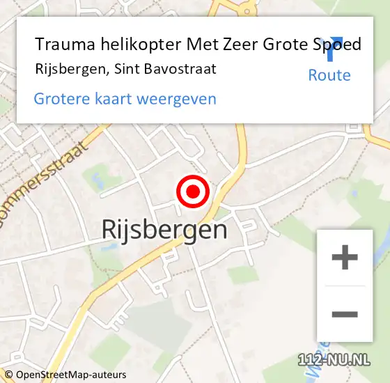 Locatie op kaart van de 112 melding: Trauma helikopter Met Zeer Grote Spoed Naar Rijsbergen, Sint Bavostraat op 19 november 2024 10:10