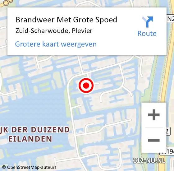 Locatie op kaart van de 112 melding: Brandweer Met Grote Spoed Naar Zuid-Scharwoude, Plevier op 19 november 2024 10:19