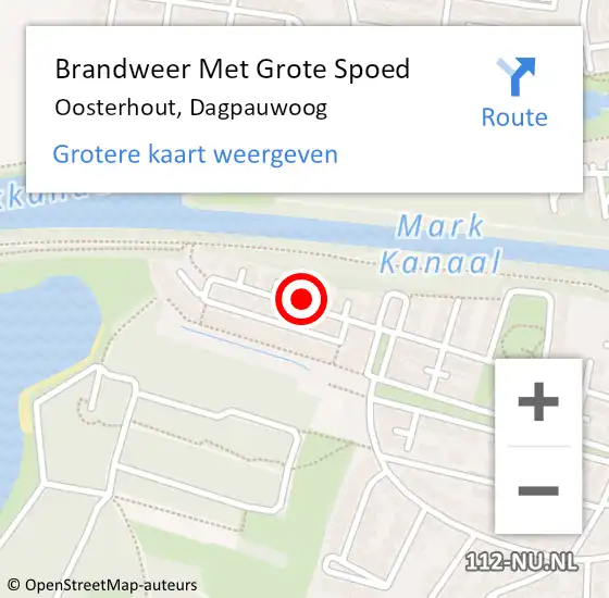 Locatie op kaart van de 112 melding: Brandweer Met Grote Spoed Naar Oosterhout, Dagpauwoog op 19 november 2024 10:20