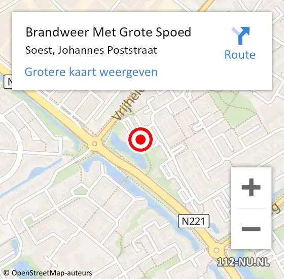 Locatie op kaart van de 112 melding: Brandweer Met Grote Spoed Naar Soest, Johannes Poststraat op 19 november 2024 10:32