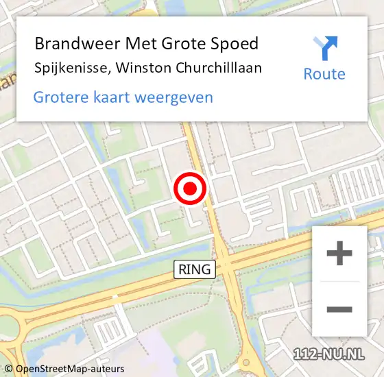 Locatie op kaart van de 112 melding: Brandweer Met Grote Spoed Naar Spijkenisse, Winston Churchilllaan op 19 november 2024 11:12