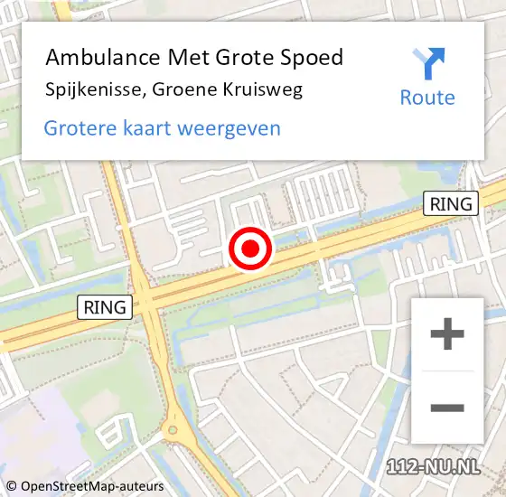 Locatie op kaart van de 112 melding: Ambulance Met Grote Spoed Naar Spijkenisse, Groene Kruisweg op 19 november 2024 11:14