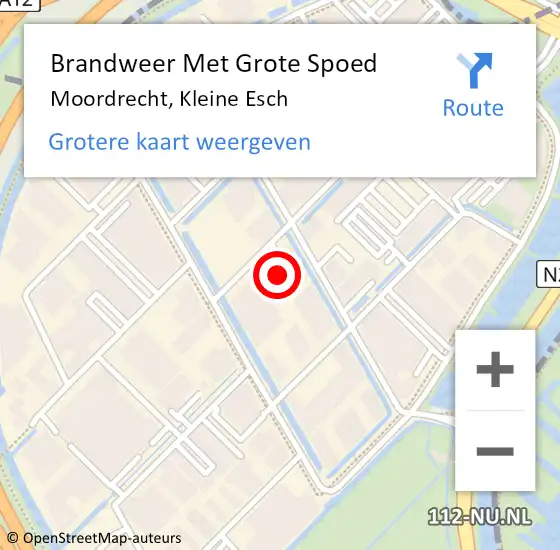 Locatie op kaart van de 112 melding: Brandweer Met Grote Spoed Naar Moordrecht, Kleine Esch op 19 november 2024 11:22