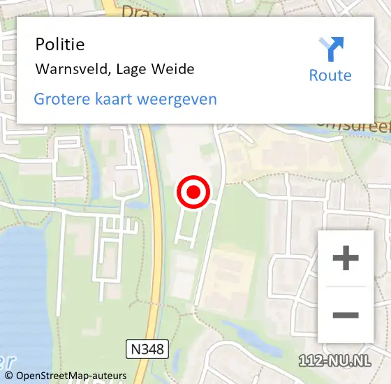 Locatie op kaart van de 112 melding: Politie Warnsveld, Lage Weide op 19 november 2024 11:44