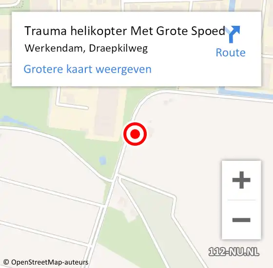 Locatie op kaart van de 112 melding: Trauma helikopter Met Grote Spoed Naar Werkendam, Draepkilweg op 19 november 2024 11:44