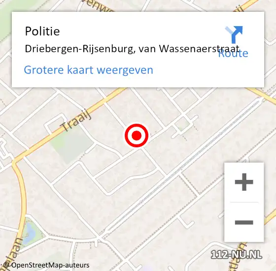 Locatie op kaart van de 112 melding: Politie Driebergen-Rijsenburg, van Wassenaerstraat op 19 november 2024 11:44