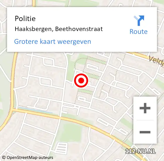 Locatie op kaart van de 112 melding: Politie Haaksbergen, Beethovenstraat op 19 november 2024 11:49