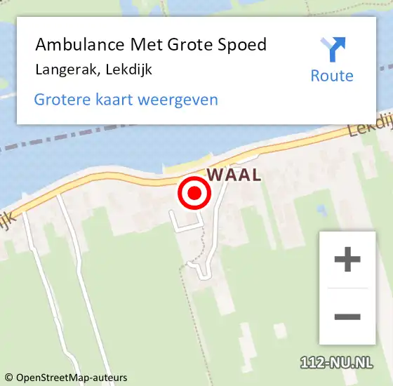 Locatie op kaart van de 112 melding: Ambulance Met Grote Spoed Naar Langerak, Lekdijk op 19 november 2024 11:51