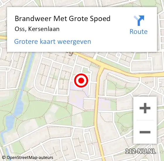 Locatie op kaart van de 112 melding: Brandweer Met Grote Spoed Naar Oss, Kersenlaan op 19 november 2024 11:52