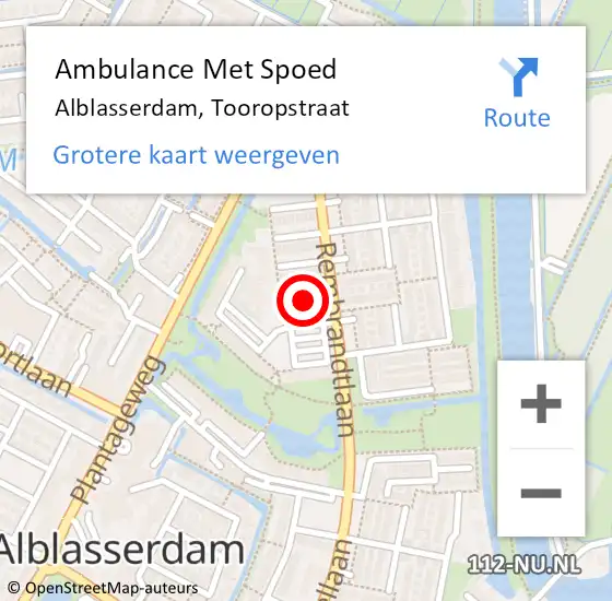 Locatie op kaart van de 112 melding: Ambulance Met Spoed Naar Alblasserdam, Tooropstraat op 19 november 2024 11:57