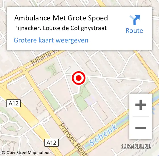 Locatie op kaart van de 112 melding: Ambulance Met Grote Spoed Naar Den Haag, Louise de Colignystraat op 19 november 2024 11:57