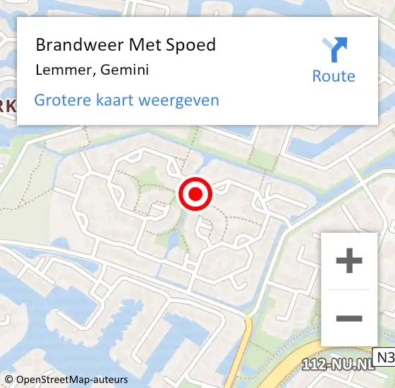 Locatie op kaart van de 112 melding: Brandweer Met Spoed Naar Lemmer, Gemini op 19 november 2024 11:59