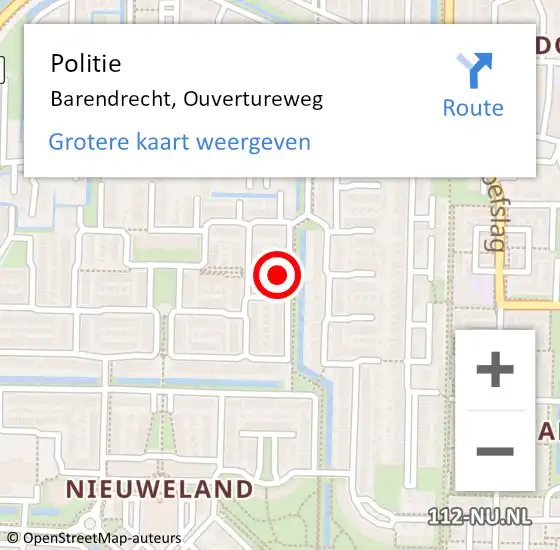 Locatie op kaart van de 112 melding: Politie Barendrecht, Ouvertureweg op 19 november 2024 12:37