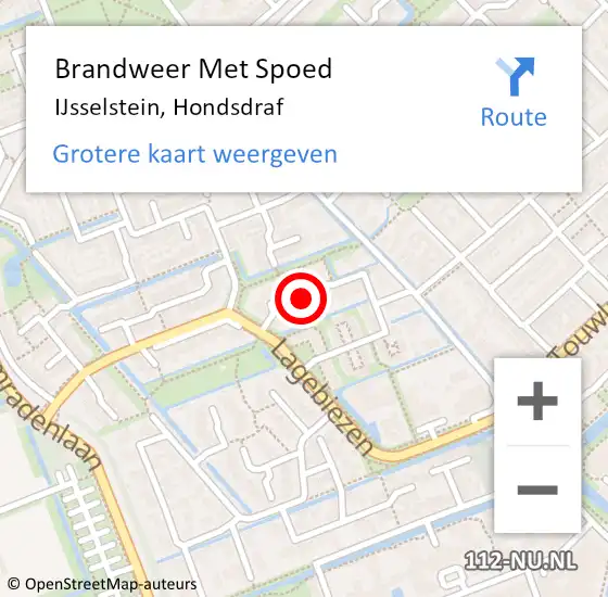 Locatie op kaart van de 112 melding: Brandweer Met Spoed Naar IJsselstein, Hondsdraf op 19 november 2024 12:42