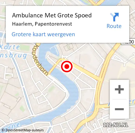 Locatie op kaart van de 112 melding: Ambulance Met Grote Spoed Naar Haarlem, Papentorenvest op 19 november 2024 12:49