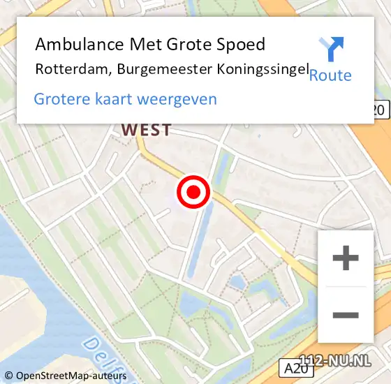 Locatie op kaart van de 112 melding: Ambulance Met Grote Spoed Naar Rotterdam, Burgemeester Koningssingel op 19 november 2024 13:09