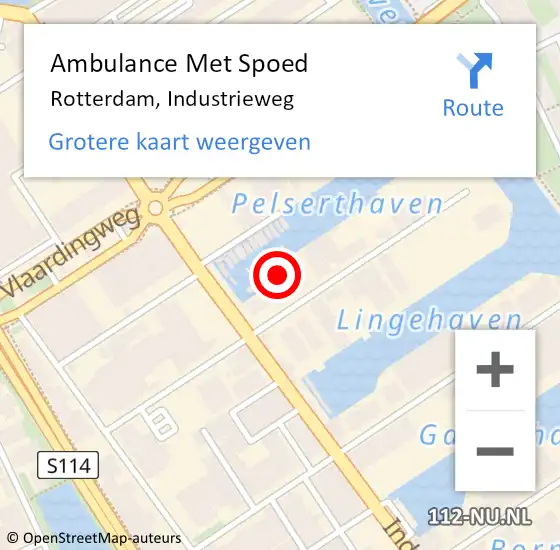 Locatie op kaart van de 112 melding: Ambulance Met Spoed Naar Rotterdam, Industrieweg op 19 november 2024 13:12