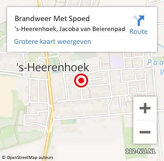 Locatie op kaart van de 112 melding: Brandweer Met Spoed Naar 's-Heerenhoek, Jacoba van Beierenpad op 19 november 2024 13:15