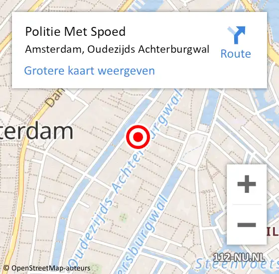 Locatie op kaart van de 112 melding: Politie Met Spoed Naar Amsterdam, Oudezijds Achterburgwal op 19 november 2024 13:19