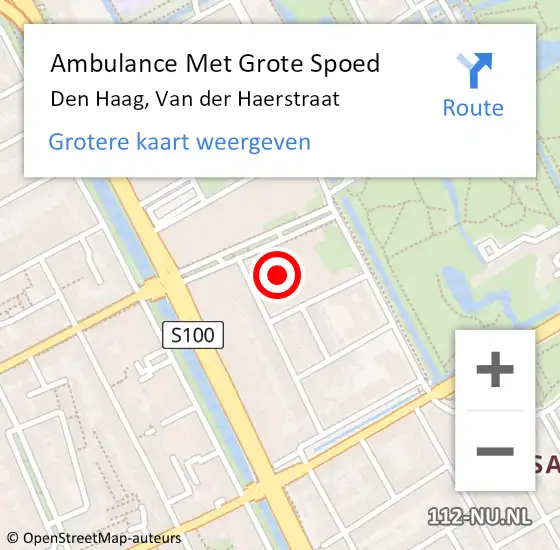 Locatie op kaart van de 112 melding: Ambulance Met Grote Spoed Naar Den Haag, Van der Haerstraat op 19 november 2024 13:25