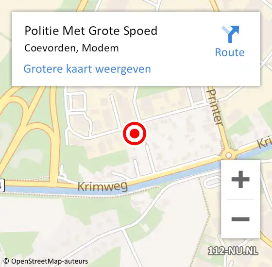 Locatie op kaart van de 112 melding: Politie Met Grote Spoed Naar Coevorden, Modem op 19 november 2024 13:26